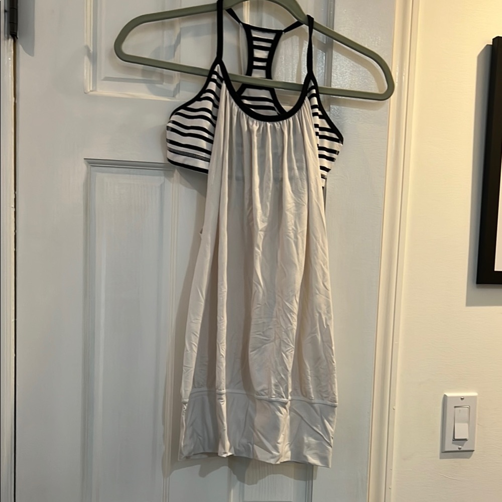 lululemon athletica White and Black Striped Tank Top